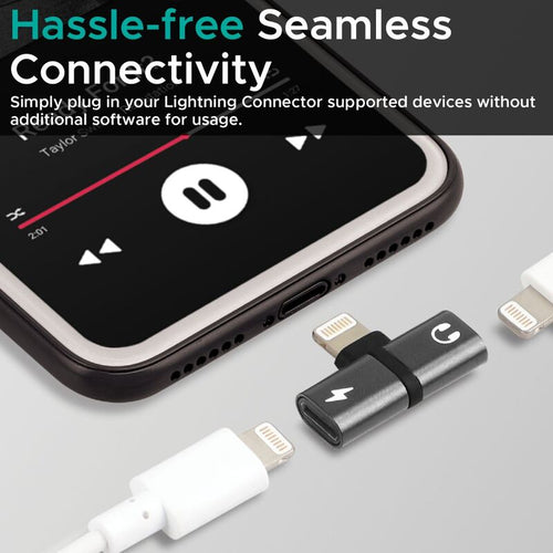Promate iHinge-LT Lightning Jack Adapter, Ultra-Slim 2-In-1 Lightning Male to Lightning-Flash Zone Electronics             فلاش زون للالكترونيات