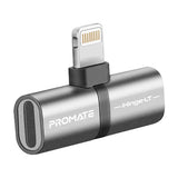 Promate iHinge-LT Lightning Jack Adapter, Ultra-Slim 2-In-1 Lightning Male to Lightning-Flash Zone Electronics             فلاش زون للالكترونيات