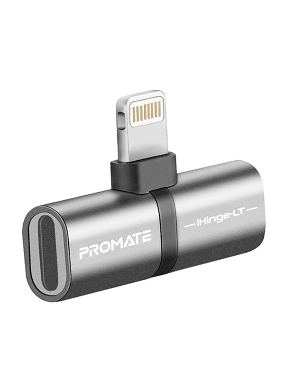 Promate iHinge-LT Lightning Jack Adapter, Ultra-Slim 2-In-1 Lightning Male to Lightning-Flash Zone Electronics             فلاش زون للالكترونيات