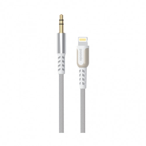 Porodo Metal Braided Lightning to AUX Cable 1.2m-Flash Zone Electronics             فلاش زون للالكترونيات