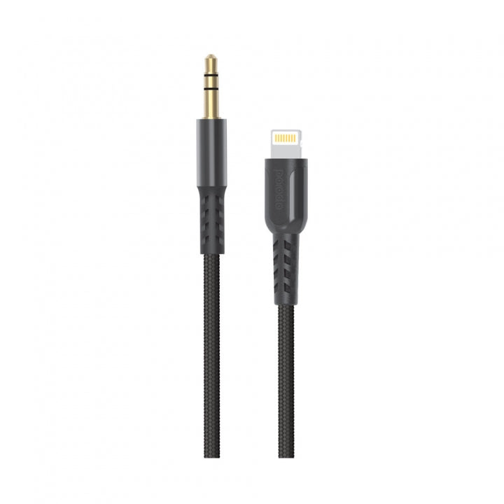 Porodo Metal Braided Lightning to AUX Cable 1.2m-Flash Zone Electronics             فلاش زون للالكترونيات