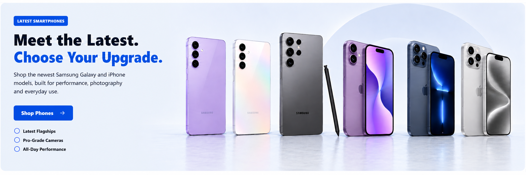 Latest Samsung Galaxy and Apple iPhone smartphones at Flash Zone Electronics